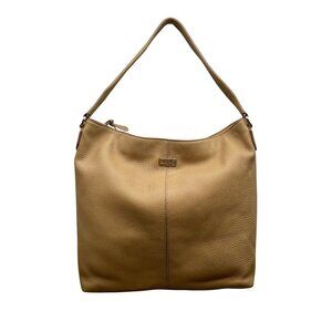 Cole Haan Women’s Tan Pebbled Leather Zippered Hobo Style Satchel Bag